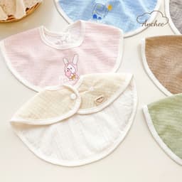 Set 3 yếm chống thấm xô muslin cho bé, nhiều màu xinh xắn Anchee 4