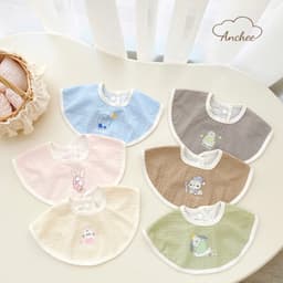 Set 3 yếm chống thấm xô muslin cho bé, nhiều màu xinh xắn Anchee 6