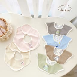 Set 3 yếm chống thấm xô muslin cho bé, nhiều màu xinh xắn Anchee 8