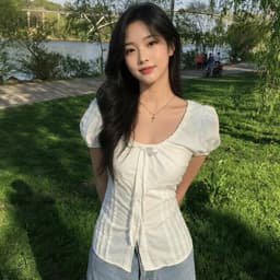 Áo Sơ mi kiểu nữ dáng babydoll tay phồng có dây buộc eo xinh đẹp - Fashion 73 4