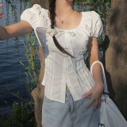 Áo Sơ mi kiểu nữ dáng babydoll tay phồng có dây buộc eo xinh đẹp - Fashion 73 2