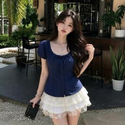 Áo Sơ mi kiểu nữ dáng babydoll tay phồng có dây buộc eo xinh đẹp - Fashion 73 8