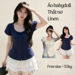 Áo Sơ mi kiểu nữ dáng babydoll tay phồng có dây buộc eo xinh đẹp - Fashion 73 1