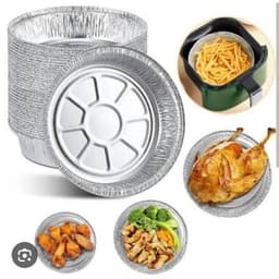 Combo 100 Khay Giấy Bạc 22cm Lót Nồi Chiên không dầu lò nướng, đĩa nhôm, đựng thức ăn 5