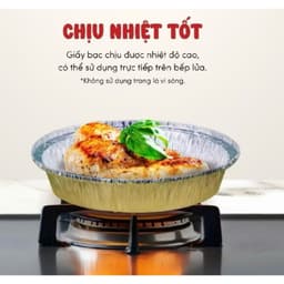 Combo 100 Khay Giấy Bạc 22cm Lót Nồi Chiên không dầu lò nướng, đĩa nhôm, đựng thức ăn 6