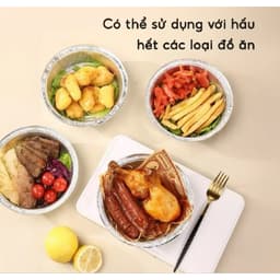 Combo 100 Khay Giấy Bạc 22cm Lót Nồi Chiên không dầu lò nướng, đĩa nhôm, đựng thức ăn 2