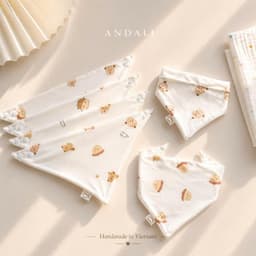 Set 5 Yếm Tam Giác Xô Muslin cao cấp 2 Lớp – Yếm Thấm Nước Cho Bé Sơ Sinh Đến 2 Tuổi 8