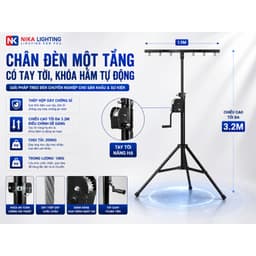 Chân treo đèn sân khấu có tời nâng hạ, giá treo đèn 1 thanh và 2 thanh ngang treo đèn Beam PAR LED 2