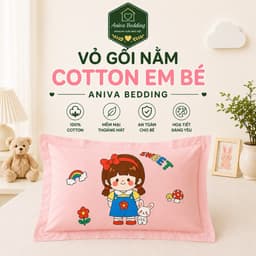 Vỏ Gối Nằm Cotton Em Bé Aniva Bedding 30x50cm | 100% Cotton Mềm Mại | Thoáng Mát Thấm Hút Tốt 1