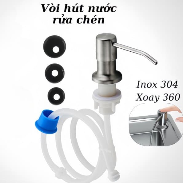 Vòi Bơm Nước Rửa Chén Gắn Bồn Rửa – Bộ Đầu Vòi Hút Nước Rửa Bát Lắp Âm Bồn Inox ABS Tiện Lợi