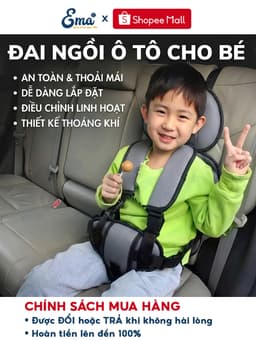 Đai Ngồi Ô Tô Cho Bé EMA Ghế Ngồi Ô Tô Trẻ Em 1-9 Tuổi Vải Lưới 3D Thoáng Khí An Toàn 3