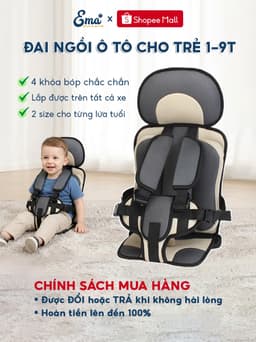 Đai Ngồi Ô Tô Cho Bé EMA Ghế Ngồi Ô Tô Trẻ Em 1-9 Tuổi Vải Lưới 3D Thoáng Khí An Toàn 2