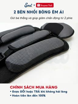 Đai Ngồi Ô Tô Cho Bé EMA Ghế Ngồi Ô Tô Trẻ Em 1-9 Tuổi Vải Lưới 3D Thoáng Khí An Toàn 8