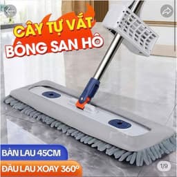 Cây Lau Nhà Tự Vắt Dạng San Hô Cao Cấp 45cm Xoay 360 Độ Kèm 2 Bông Lau Siêu Thấm 1