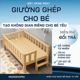 Giường cho bé ,giường gỗ cho bé ghép với giường bố mẹ.tối ưu không gian phong ngủ 1