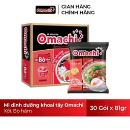 [Chính Hãng] Mì Omachi Xốt Bò Hầm Đậm Đà, Mì Khoai Tây Sợi Dai, Mì Ăn Liền Đậm Vị Cao Cấp, Thùng 30 gói 8