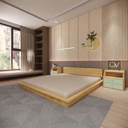 Giường Bay Gỗ Thông Cao cấp Gắn Đèn LED – Giường Ngủ Lơ Lửng Kiểu Nhật Sang Trọng, 9
