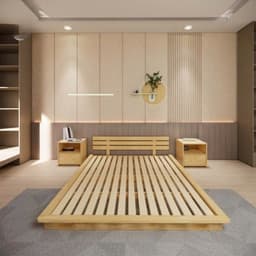 Giường Bay Gỗ Thông Cao cấp Gắn Đèn LED – Giường Ngủ Lơ Lửng Kiểu Nhật Sang Trọng, 4