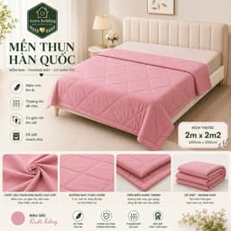 Mền Thun Hàn Quốc 1 Màu Aniva Bedding 2mx2m2, Chăn Mền Chần Bông Mềm Mịn, Thoáng Mát, Nhiều Màu 3