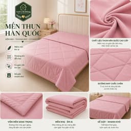 Mền Thun Hàn Quốc 1 Màu Aniva Bedding 2mx2m2, Chăn Mền Chần Bông Mềm Mịn, Thoáng Mát, Nhiều Màu 2