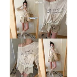 ( HÀNG QC ) Áo Phông Giấy Dài Tay Kèm Dây Thỏ 6