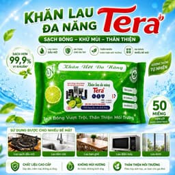 [ Combo 5 Gói ] Khăn Ướt Lau Bếp Đa Năng Tera 50 Tờ / Gói – Khử Mùi, Kháng Khuẩn Hiệu Quả, Hương Chanh Tươi Mát 1