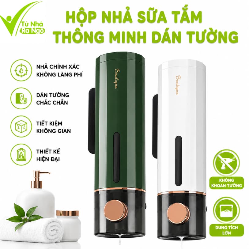 Hộp Đựng Sữa Tắm Có Nút Bấm Nhả Tự Động Treo Tường GD83 - Bình Nhả Nước Rửa Tay Gắn Tường 500ml