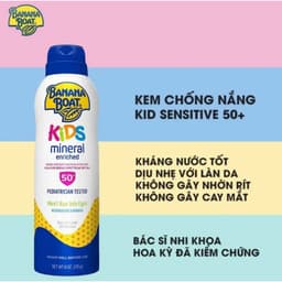 [Chính Hãng-Hàng Mỹ] Chai xịt chống nắng cho trẻ em BANANA BOAT KID SPF 50 - Chai lớn 170g 4