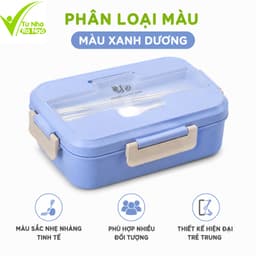 Hộp Đựng Cơm 3 Ngăn Kèm Đũa Thìa Inox Chống Gỉ GD234 - Hộp Nhựa Đựng Thức Ăn 3 Ngăn 1200ml 9