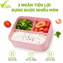 Hộp Đựng Cơm 3 Ngăn Kèm Đũa Thìa Inox Chống Gỉ GD234 - Hộp Nhựa Đựng Thức Ăn 3 Ngăn 1200ml 6