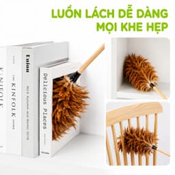 Chổi Lông Gà Tự Nhiên Cán Gỗ Phủi Bụi Bàn Ghế GD218 - Chổi Phủi Bụi Lông Gà Tự Nhiên Cán Gỗ 4