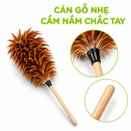 Chổi Lông Gà Tự Nhiên Cán Gỗ Phủi Bụi Bàn Ghế GD218 - Chổi Phủi Bụi Lông Gà Tự Nhiên Cán Gỗ 5