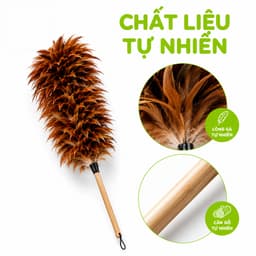 Chổi Lông Gà Tự Nhiên Cán Gỗ Phủi Bụi Bàn Ghế GD218 - Chổi Phủi Bụi Lông Gà Tự Nhiên Cán Gỗ 7