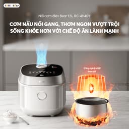 Nồi Cơm Điện Tử Bear RC-4H40Y, 1,5L - 800W - Ceramic Pro 9H - 8 chế độ nấu, Hàng Chính Hãng 2