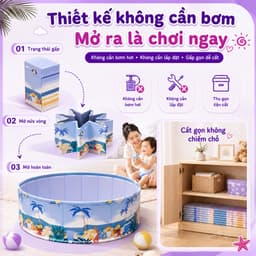 Bể bơi gấp gọn cho bé, hồ bơi không cần bơm cao cấp tặng kèm bóng, cua dây cót - Sam Pam Toys 2