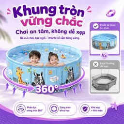 Bể bơi gấp gọn cho bé, hồ bơi không cần bơm cao cấp tặng kèm bóng, cua dây cót - Sam Pam Toys 4
