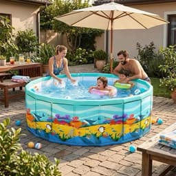 Bể bơi gấp gọn cho bé, hồ bơi không cần bơm cao cấp tặng kèm bóng, cua dây cót - Sam Pam Toys 5