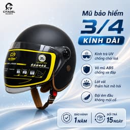 Mũ/Nón Bảo Hiểm 3/4 kính dài cho cả Nam và Nữ, Kính chắn gió, che nắng, che mưa - CARMRY HELMETS 1