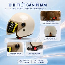 Mũ/Nón Bảo Hiểm 3/4 kính dài cho cả Nam và Nữ, Kính chắn gió, che nắng, che mưa - CARMRY HELMETS 2