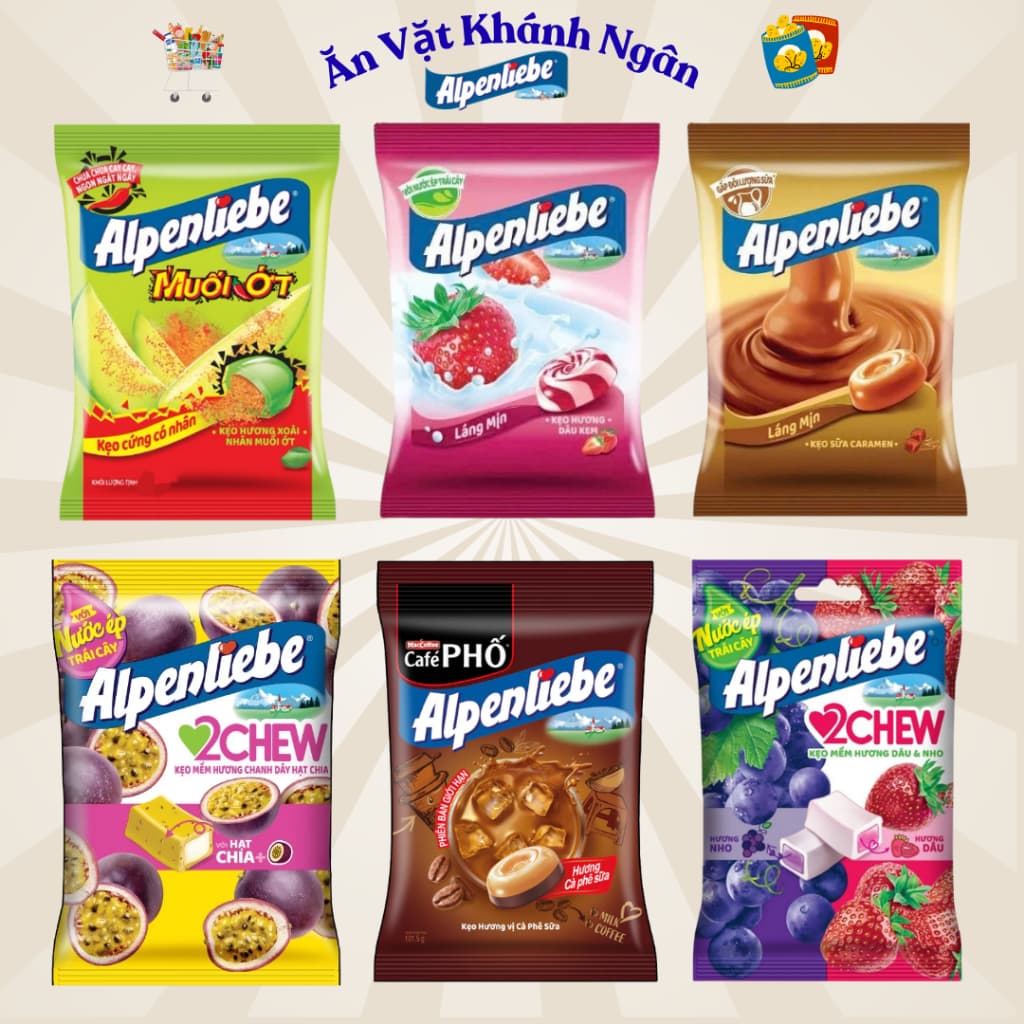 Kẹo Cứng, Kẹo Mềm Alpenliebe đủ vị gói lớn (203g-304g) - HÀNG CHÍNH HÃNG