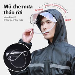 Áo Mưa Bộ Nam Nữ Dáng Dài - Vải Oxford Chống Nước 100%, Cản Gió Phản Quang An Toàn Đi Xe Máy 2
