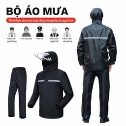 Áo Mưa Bộ Nam Nữ Dáng Dài - Vải Oxford Chống Nước 100%, Cản Gió Phản Quang An Toàn Đi Xe Máy 8