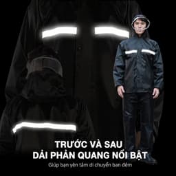 Áo Mưa Bộ Nam Nữ Dáng Dài - Vải Oxford Chống Nước 100%, Cản Gió Phản Quang An Toàn Đi Xe Máy 5