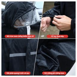Áo Mưa Bộ Nam Nữ Dáng Dài - Vải Oxford Chống Nước 100%, Cản Gió Phản Quang An Toàn Đi Xe Máy 3