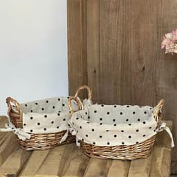 Giỏ mây đan thủ công. Giỏ đựng bánh mì trái cây decor bàn ăn có kèm khăn chấm bi phong cách Hàn Quốc - Majehome 8