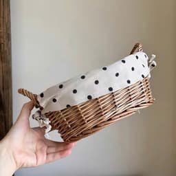 Giỏ mây đan thủ công. Giỏ đựng bánh mì trái cây decor bàn ăn có kèm khăn chấm bi phong cách Hàn Quốc - Majehome 7