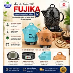 Ấm Sắc Thuốc Điện Fujika Chất Liệu Gốm Sứ Bát Tràng Chịu Nhiệt Cao Cấp Dung Tích 3 Lít 1