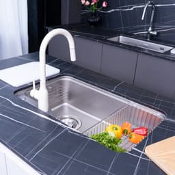 Chậu rửa bát 1 hố Nobinox NOVA  A182 inox 304 vân siêu mịn chống xước 82*50cm - Tặng kèm phụ kiện 7