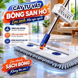 Cây Lau Nhà Tự Vắt, Chổi Lau Nhà Tự Vắt Thông Minh Xoay 360 Độ Tặng Kèm Bông Lau San Hô 1