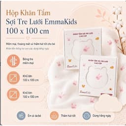 Hộp Khăn Tắm Sợi Tre Lưới Cao Cấp Emmakids, Dệt Từ Bông Tre Mềm Mại, Thấm Hút Si100x100cm 1